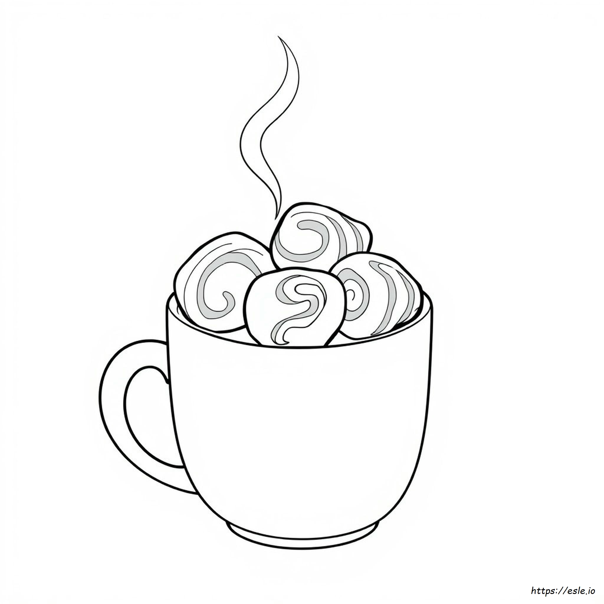 Hot Chocolate With Marshmallows Coloring Page