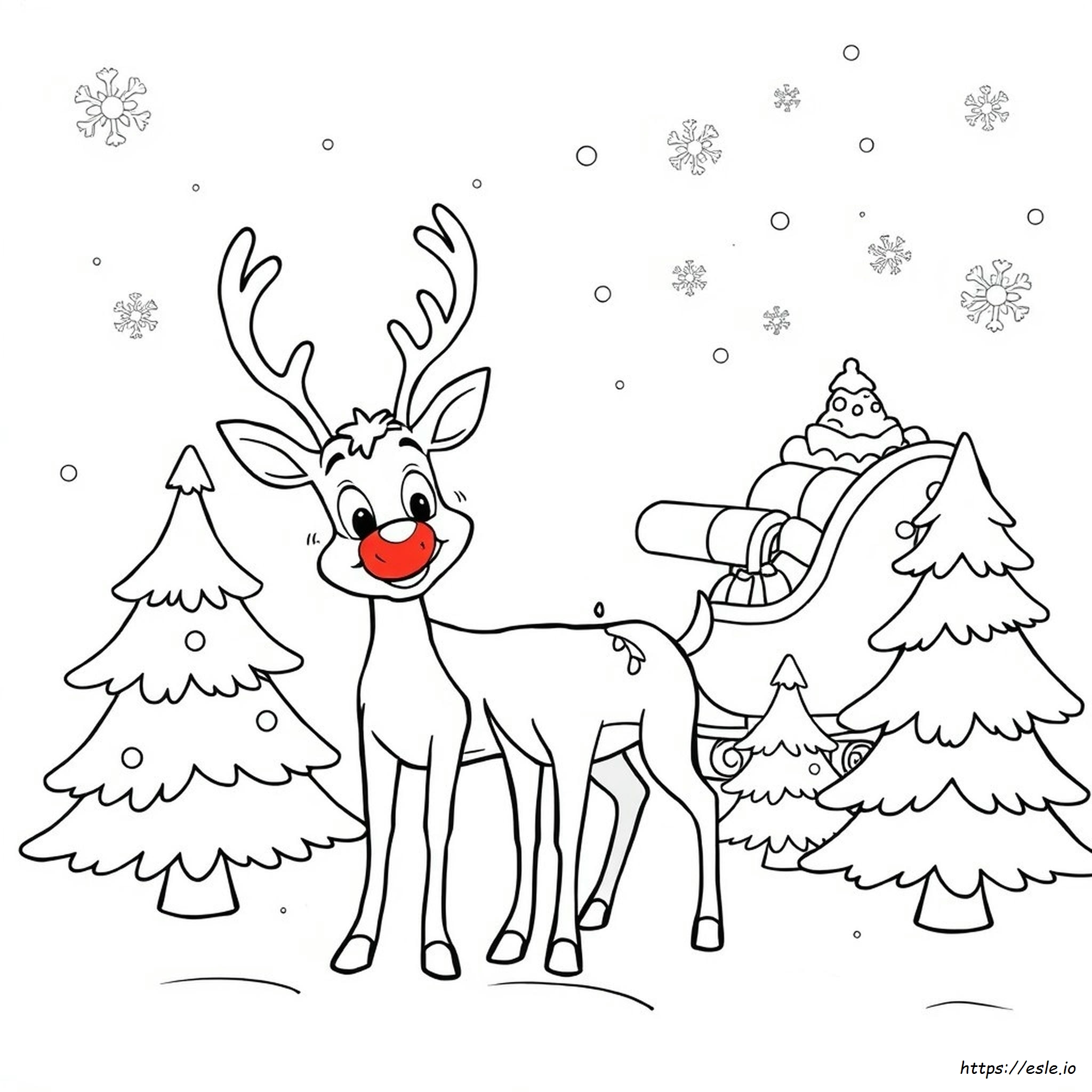 Christmas Rudolph Colouring Pages