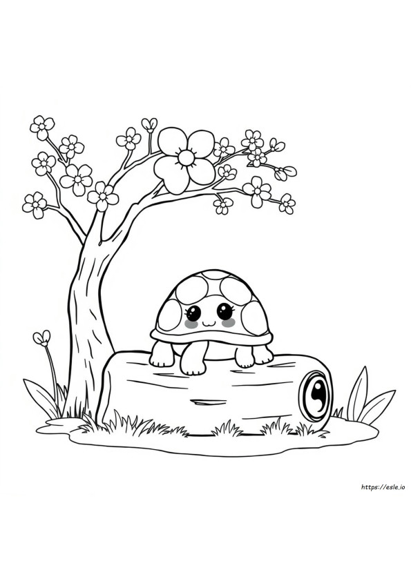 Coloriages Kawaii Tortue Mignonne