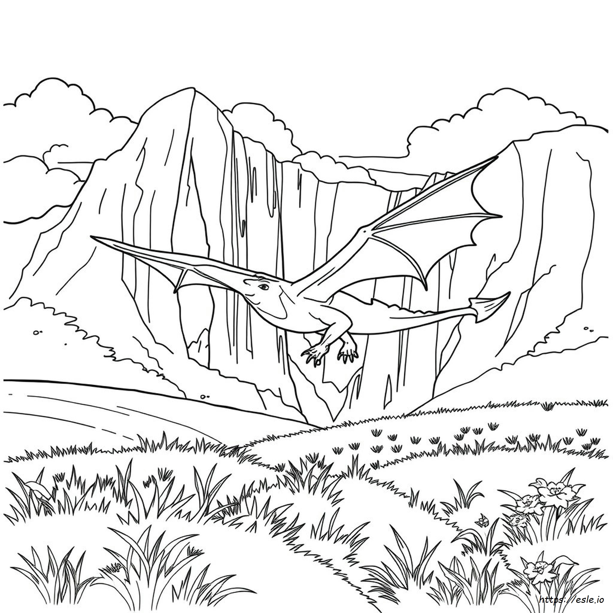 Dragão Voando Sobre as Montanhas para Colorir