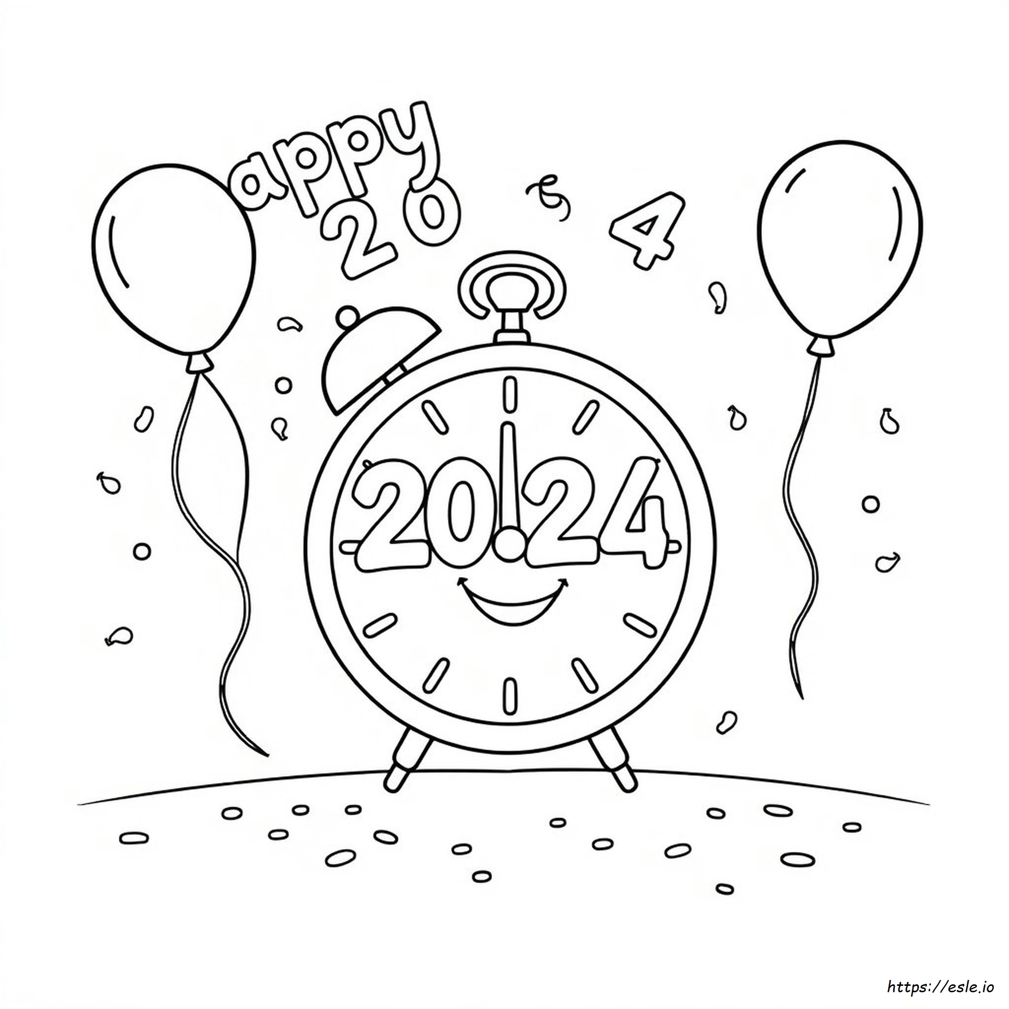 Happy 2024 Coloring Page