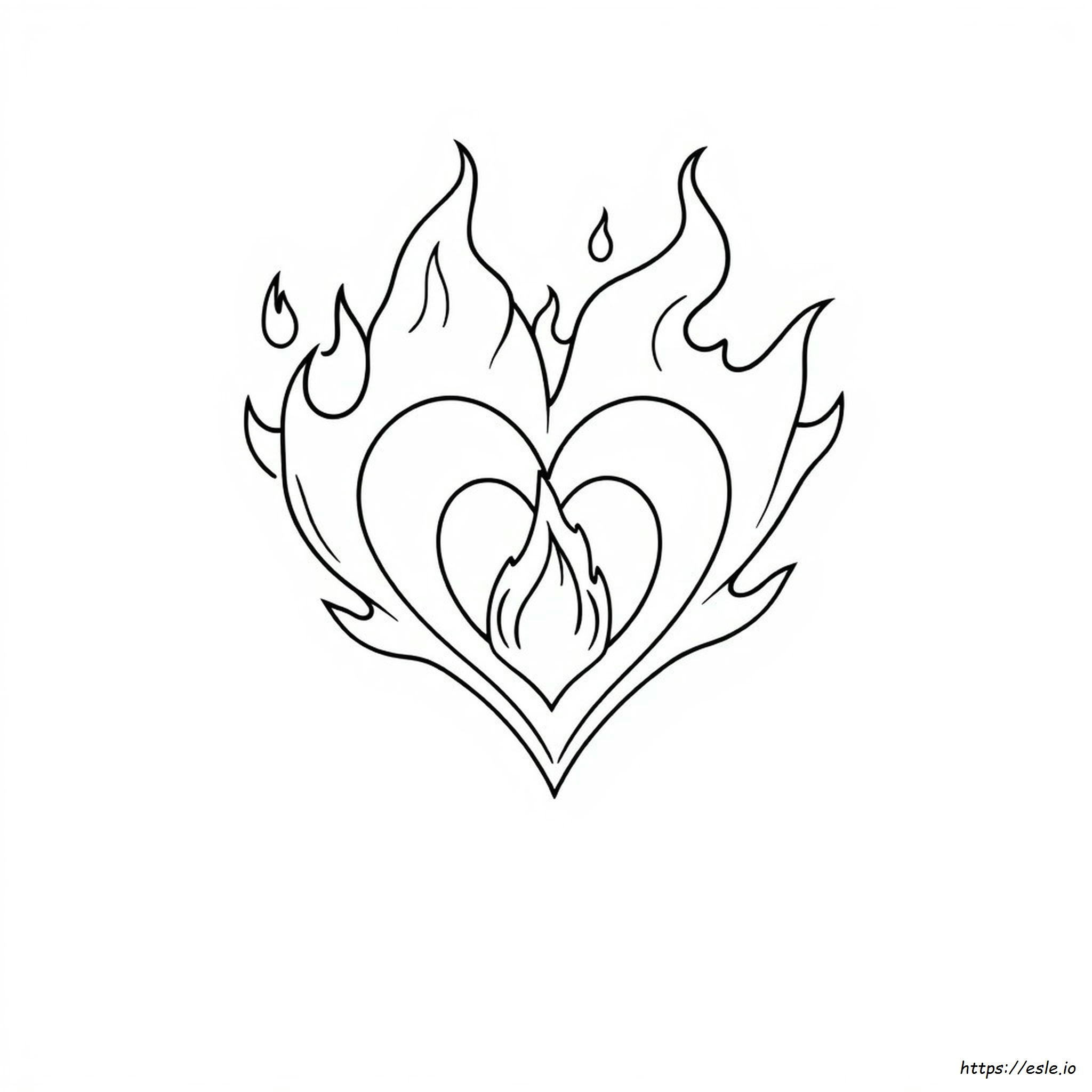 Heart With Flames Coloring Pages