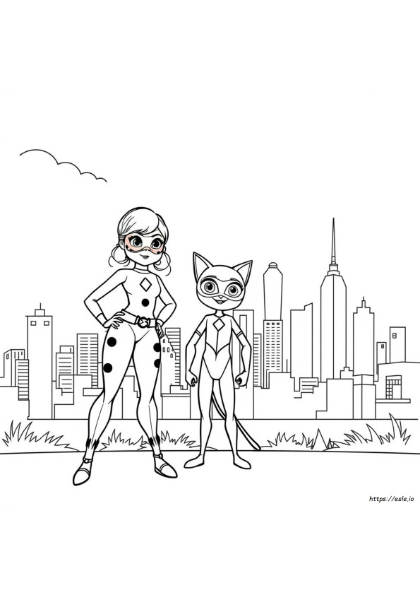 Marinette Ladybug And Cat Noir Coloring Pages