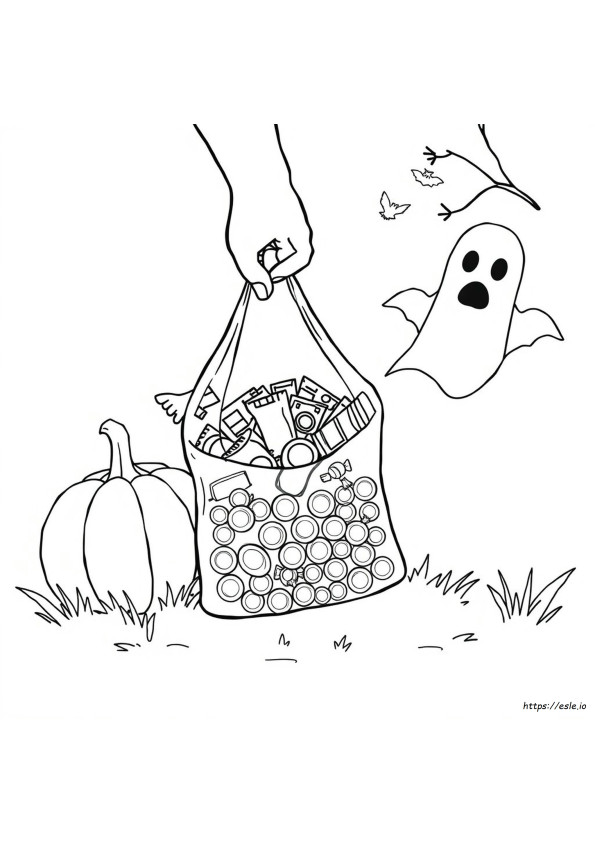 Săculeț De Bomboane De Halloween De Colorat