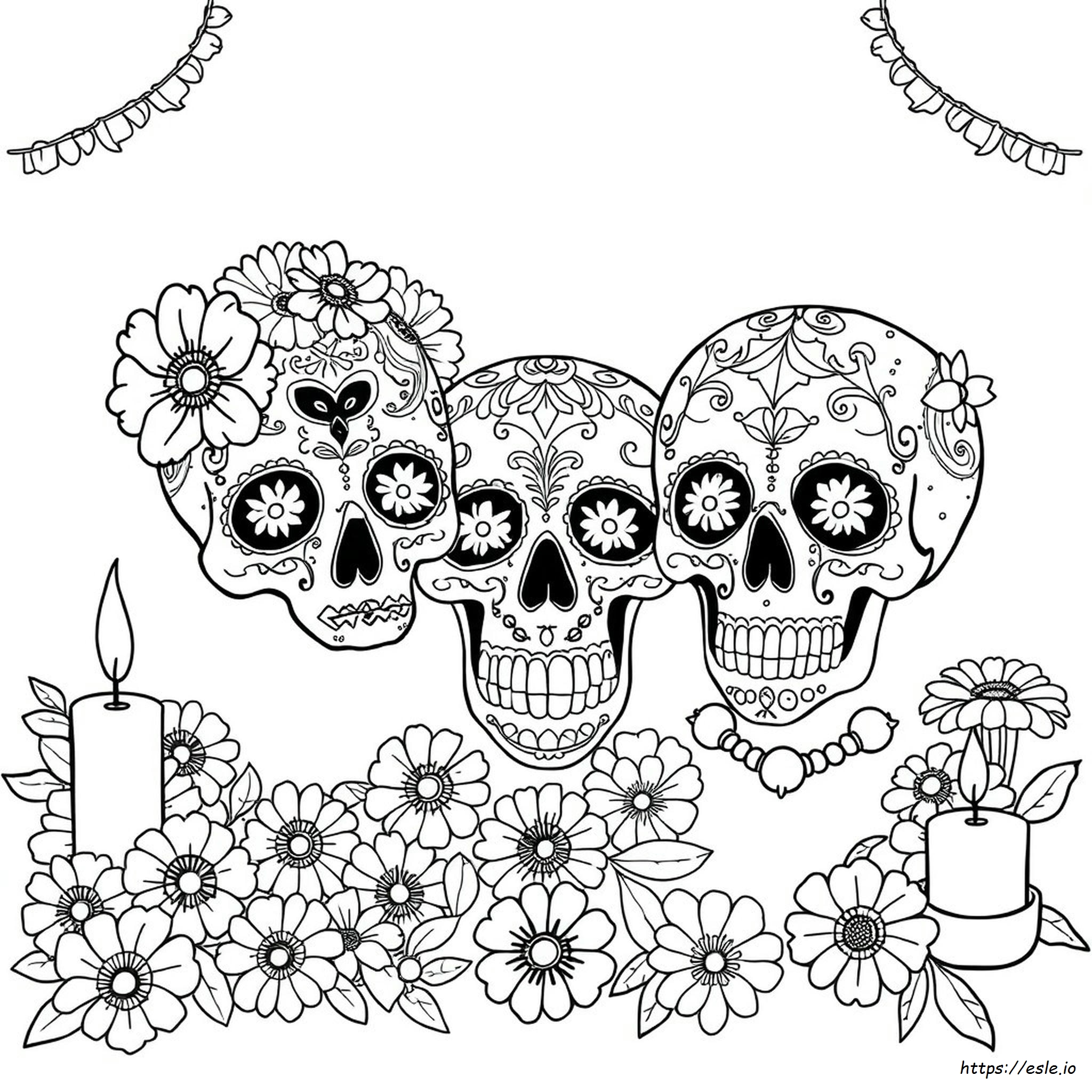 Desenhos Detalhados De Caveira Mexicana Para Colorir