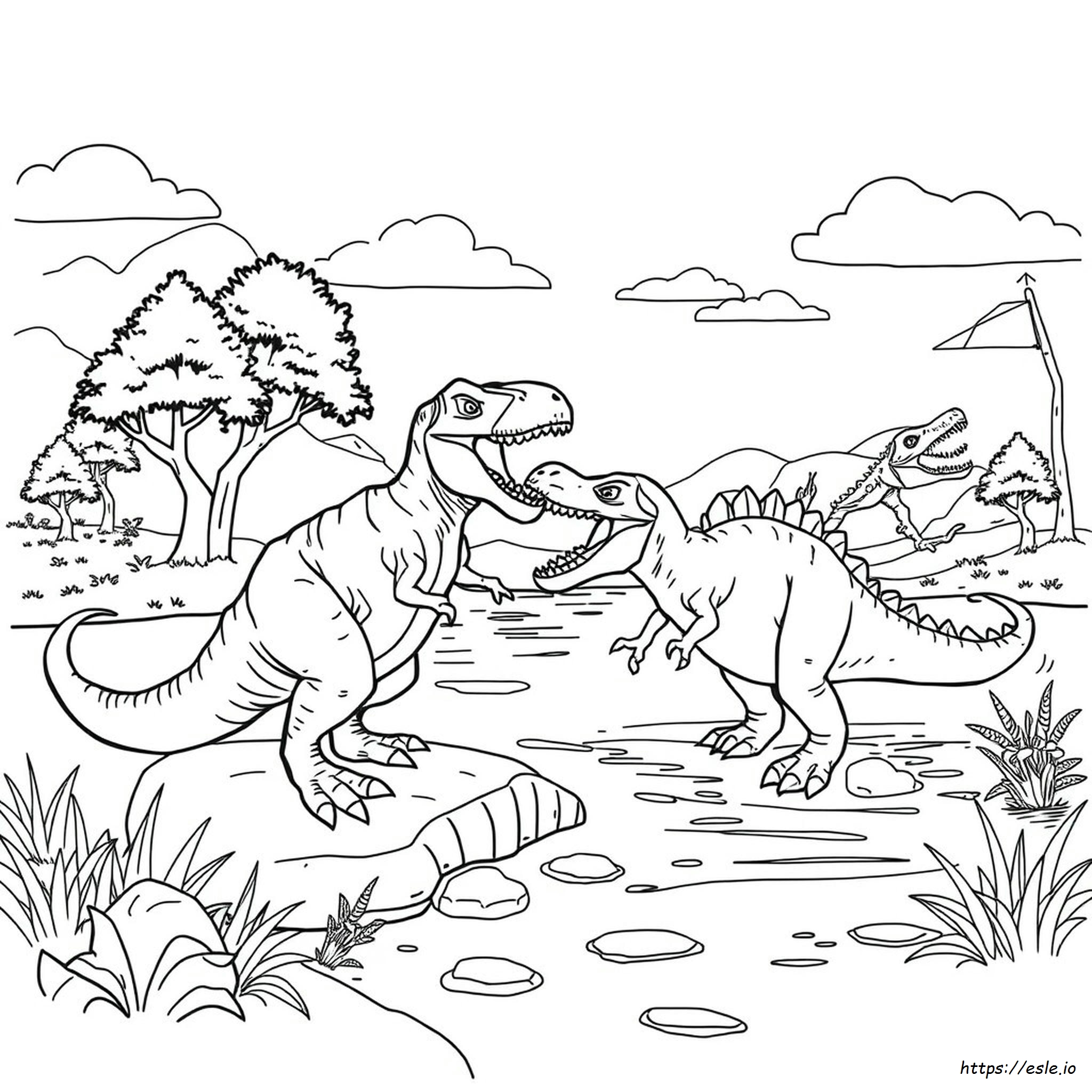 T Rex Battle Mosasaurus Coloring Pages Free