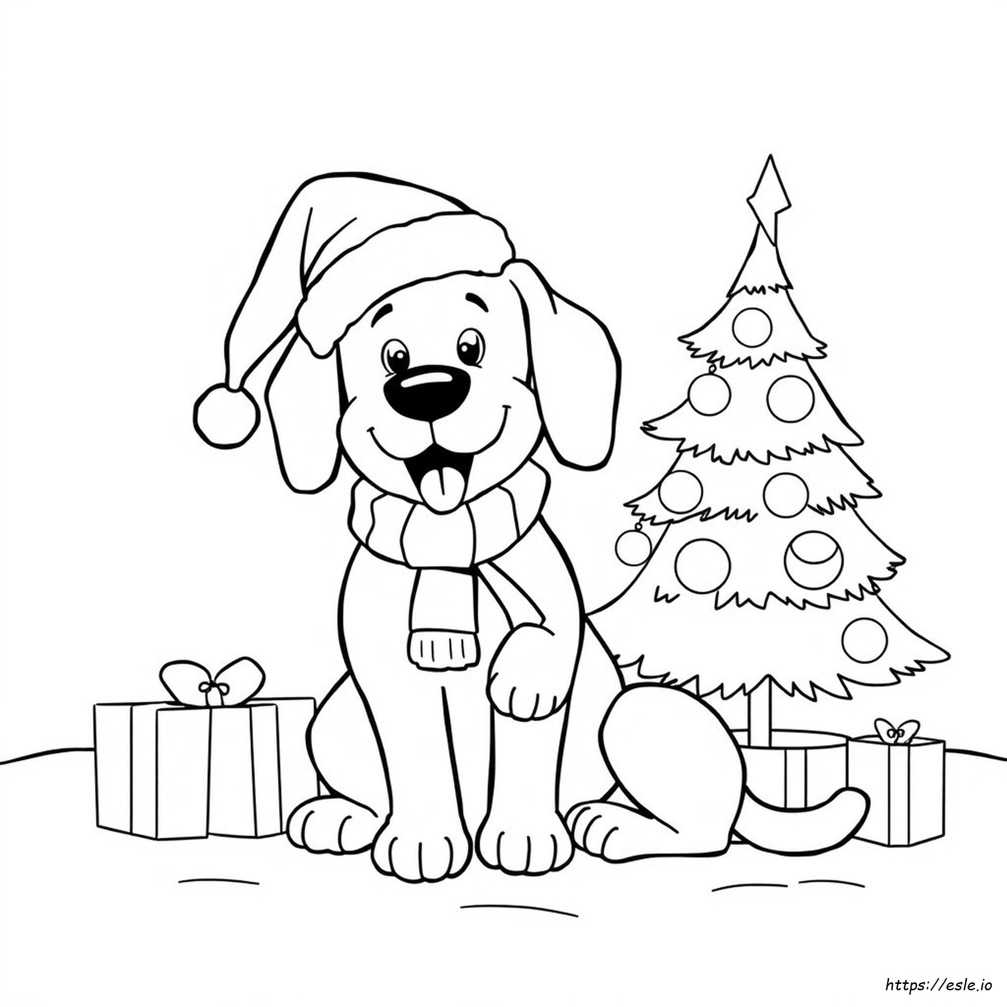 Christmas Dog For Coloring