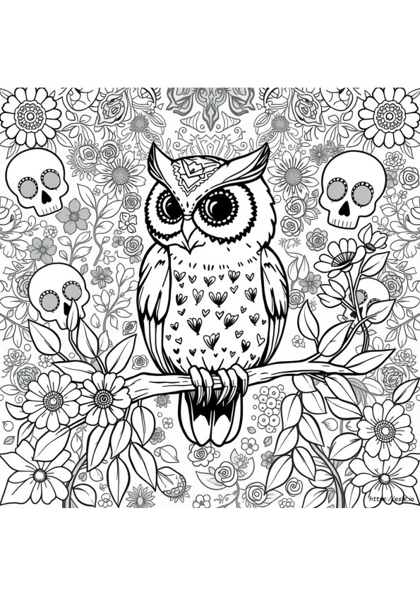 Coloriage Hibou Calavera