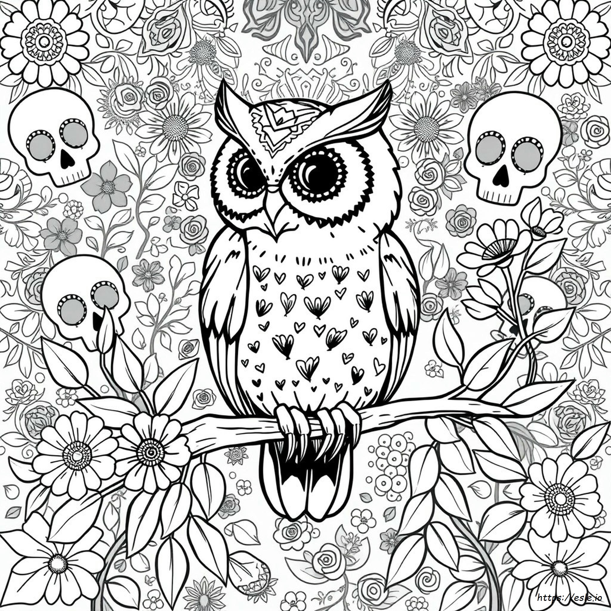 Sugar Skull Owl Coloring Pages