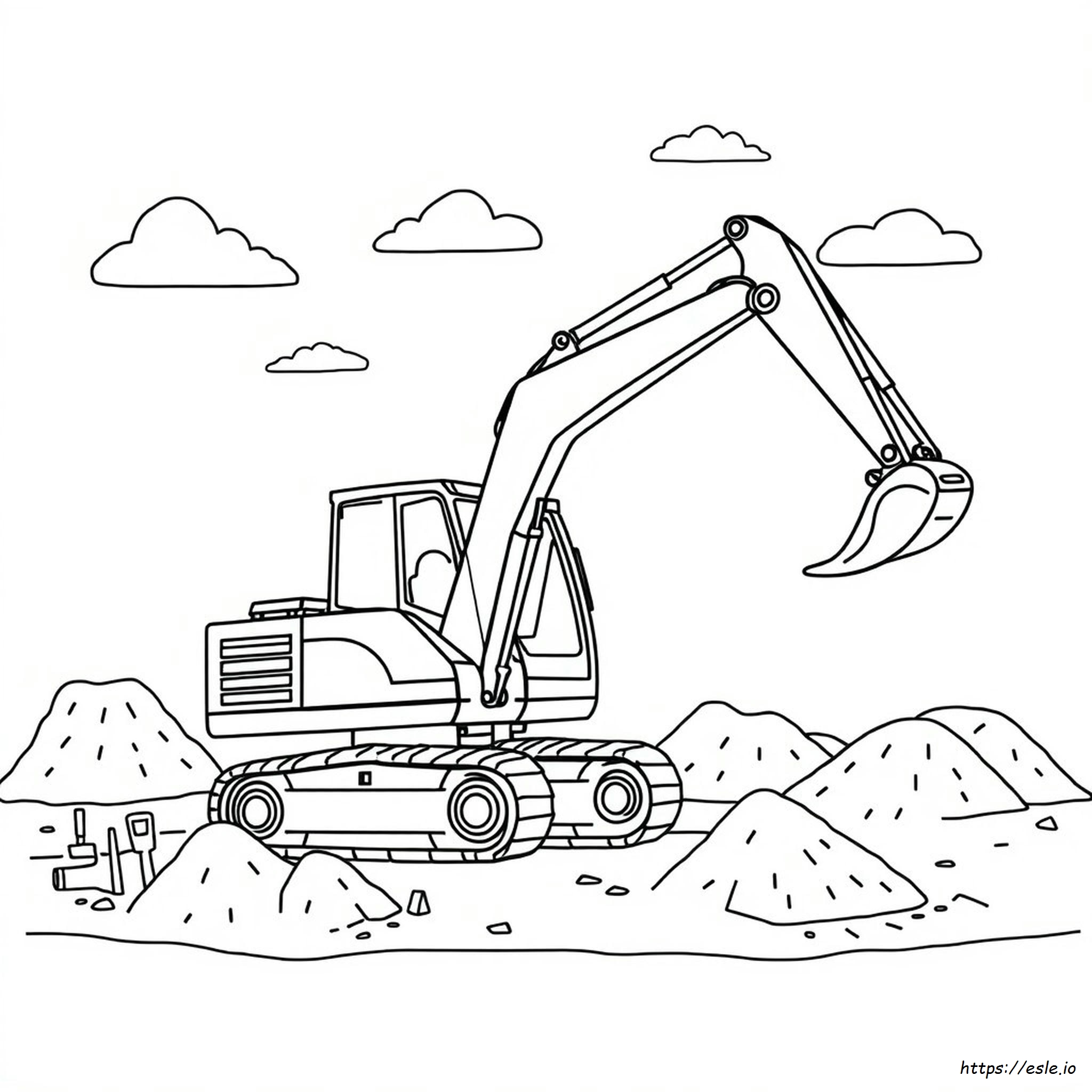 Excavator Colouring In