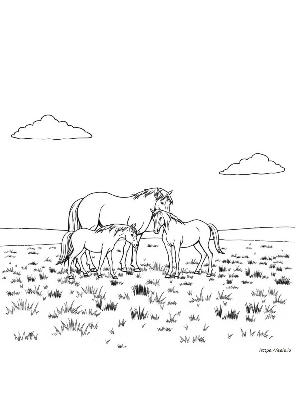 Horse Family Coloring Page