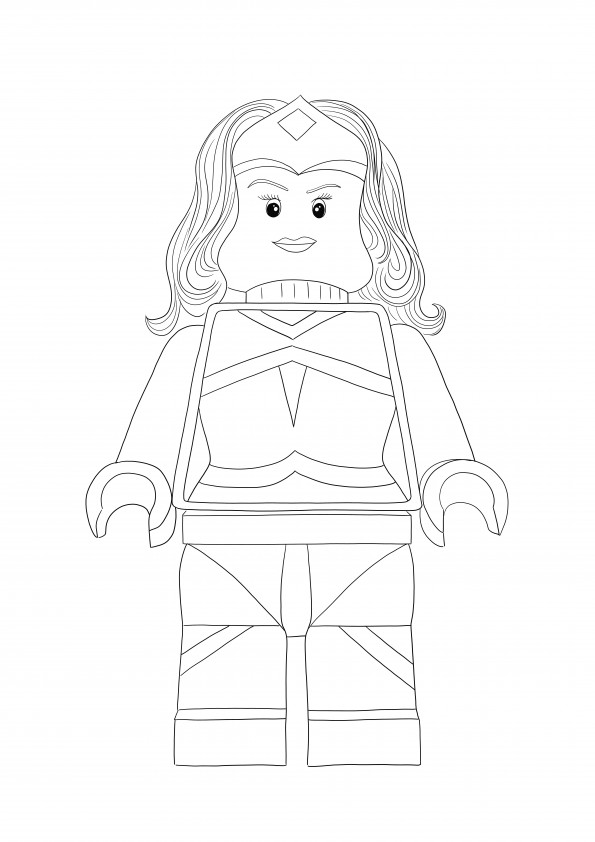 Simple coloring of the Lego Wonder Woman free to download