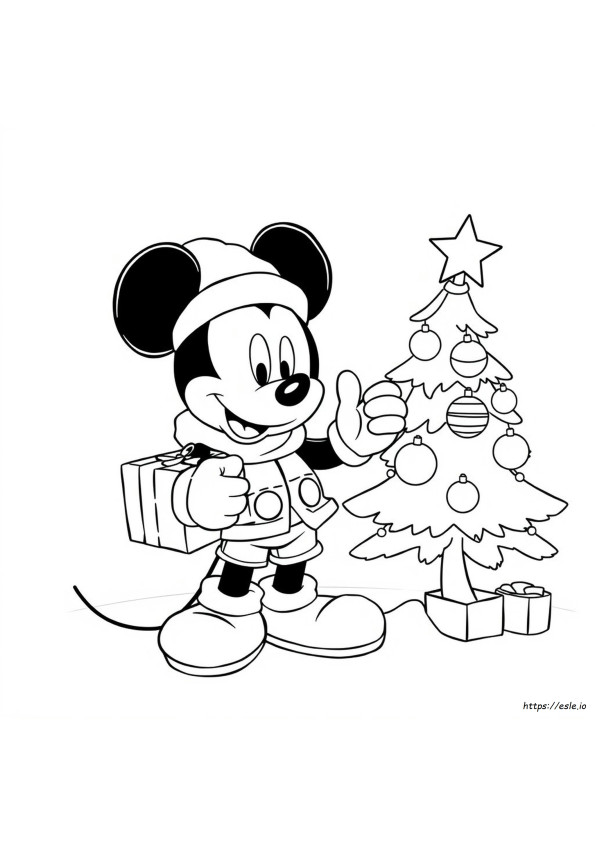 Mewarnai Gambar Natal Mickey Mouse Dapat Dicetak Gratis