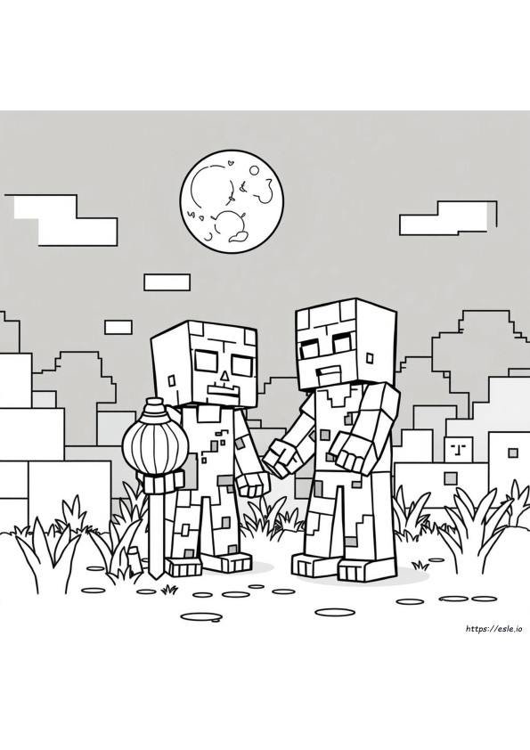 Minecraft Zombi Színező