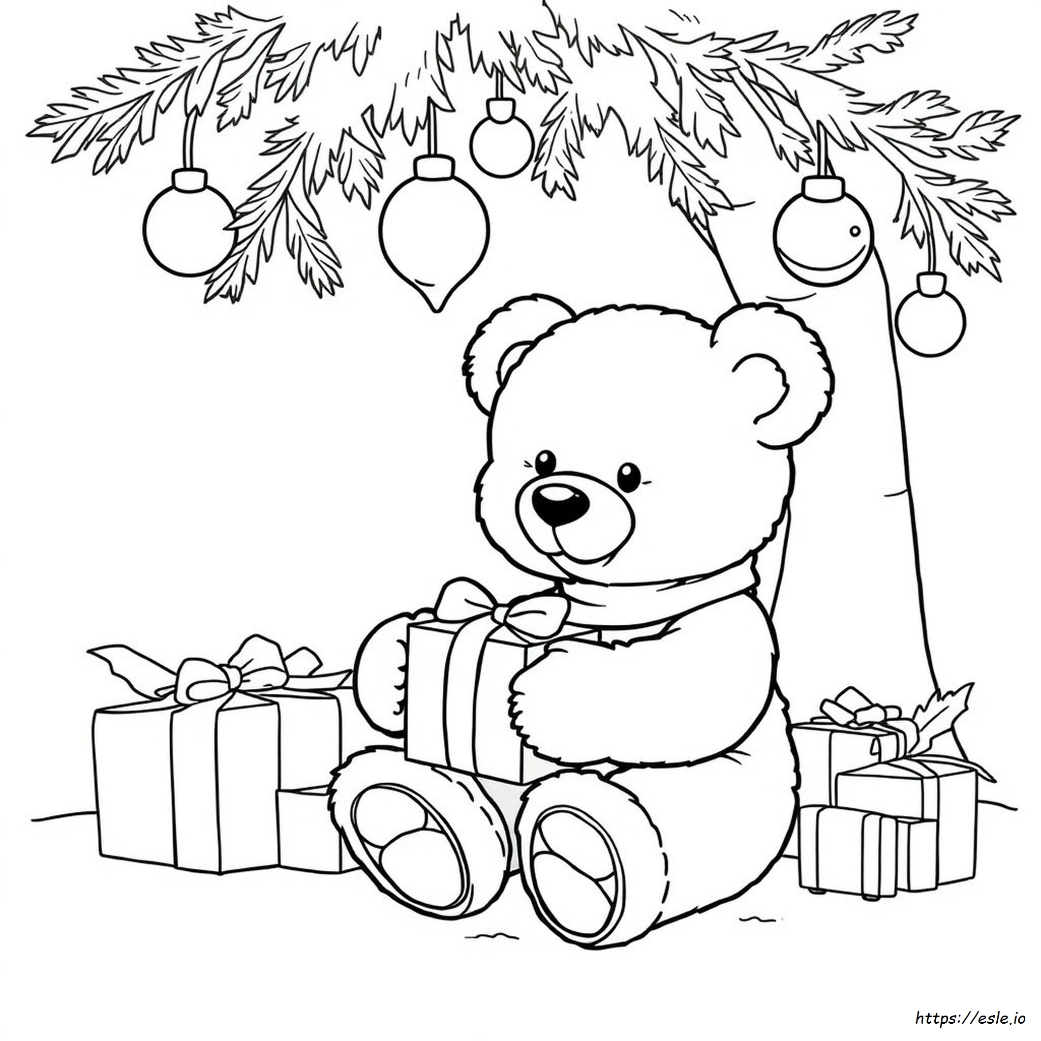 Christmas Teddy Bear Colouring Pages