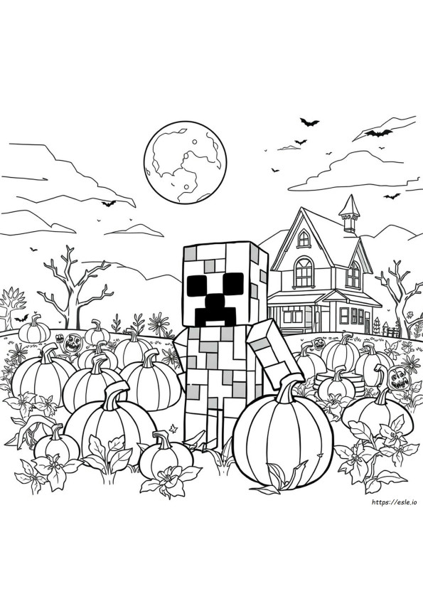 Minecraft Halloween Colouring Pages