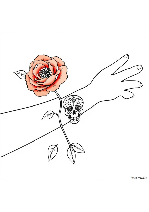 Rosa Caveira Para Colorir De Tatuagem