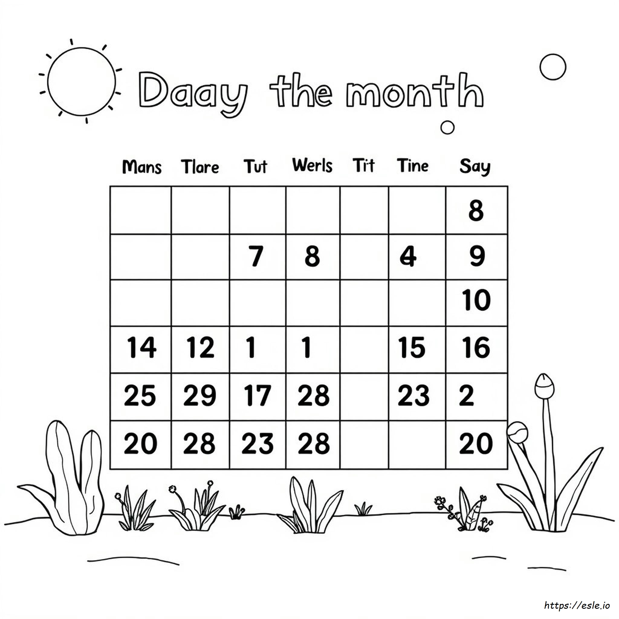 Days Of The Month Coloring Pages