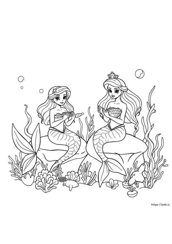Mermaid Princess Colouring Pages