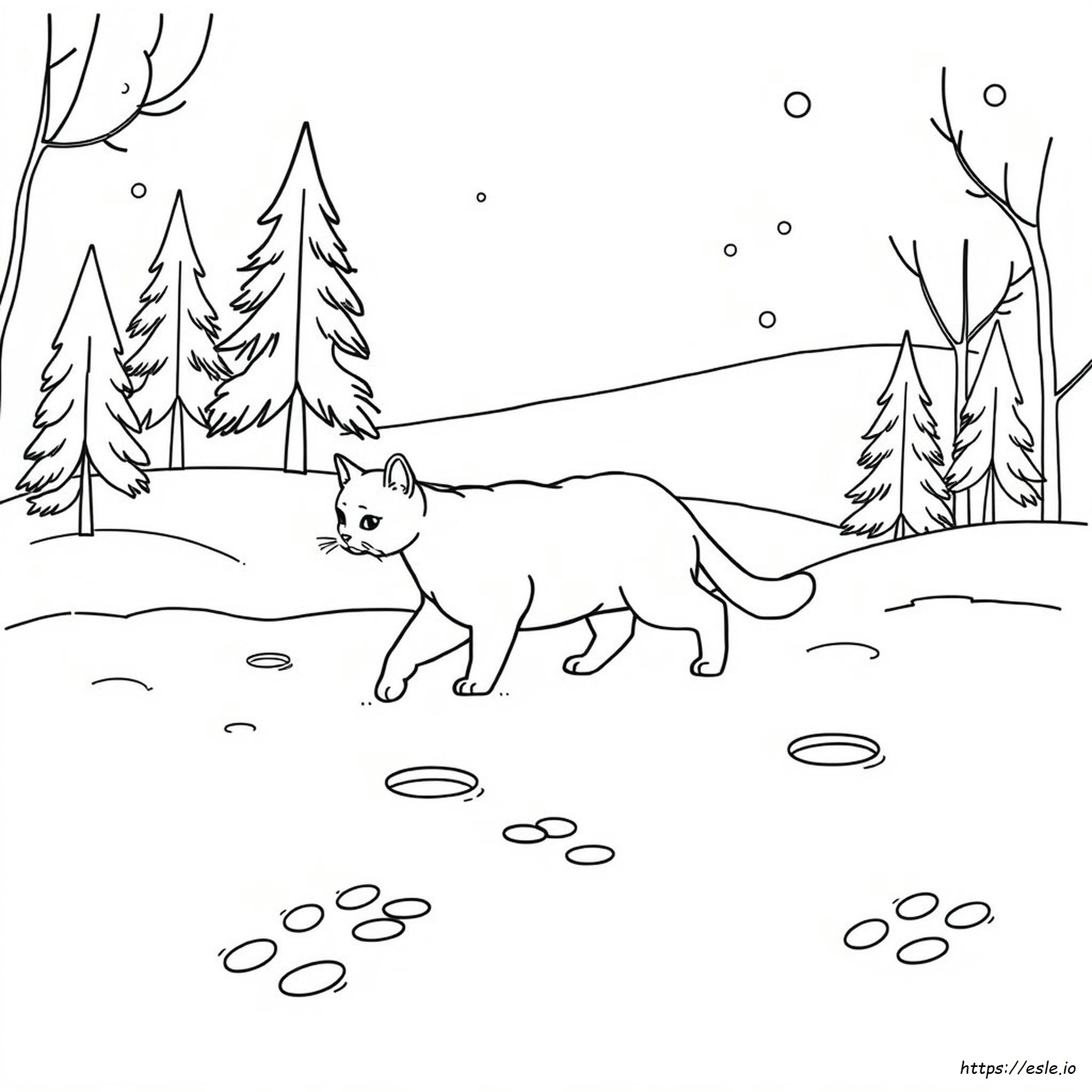 Snow Cat Coloring Page