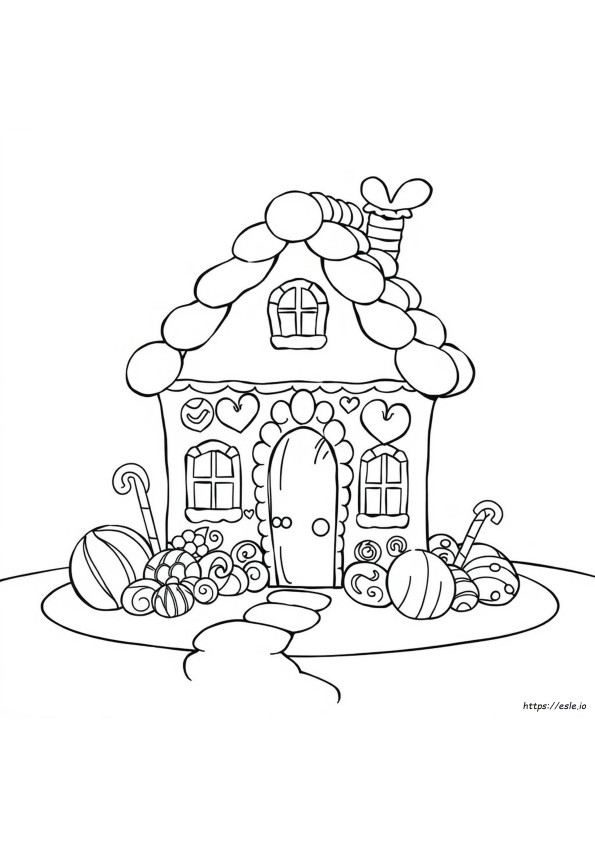 Candy House Colouring Pages