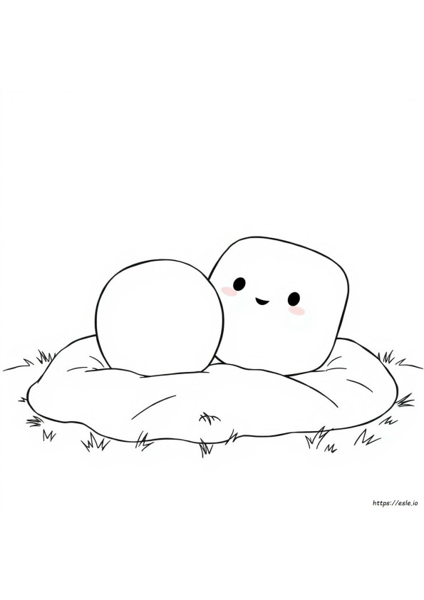 かわいいマシュマロのぬりえ