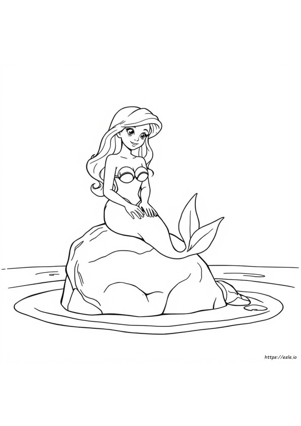 Little Mermaid Coloring Pages On Rock