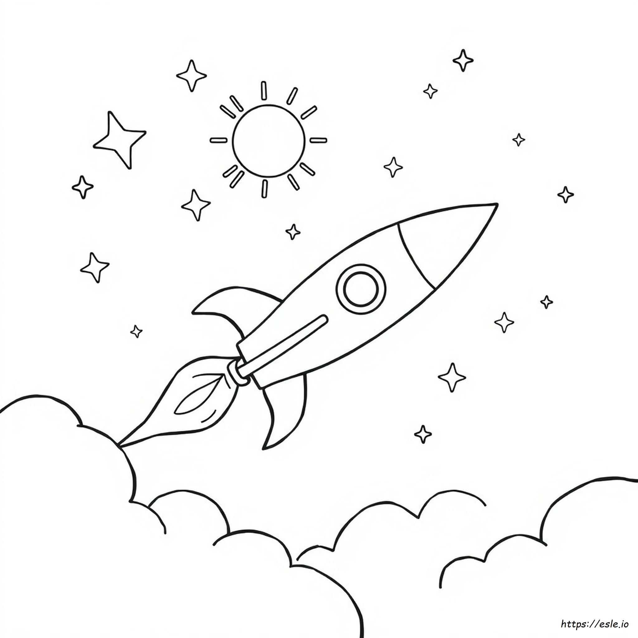 Simple Rocket Ship Coloring Page