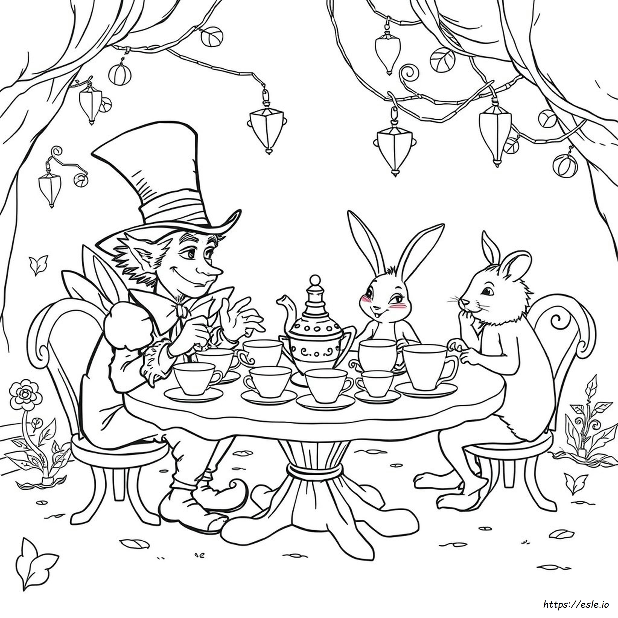 Mad Hatter Tea Party Coloring Pages