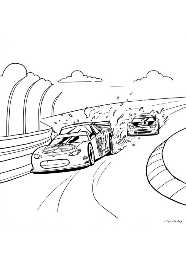 Nascar Crash Coloring Pages