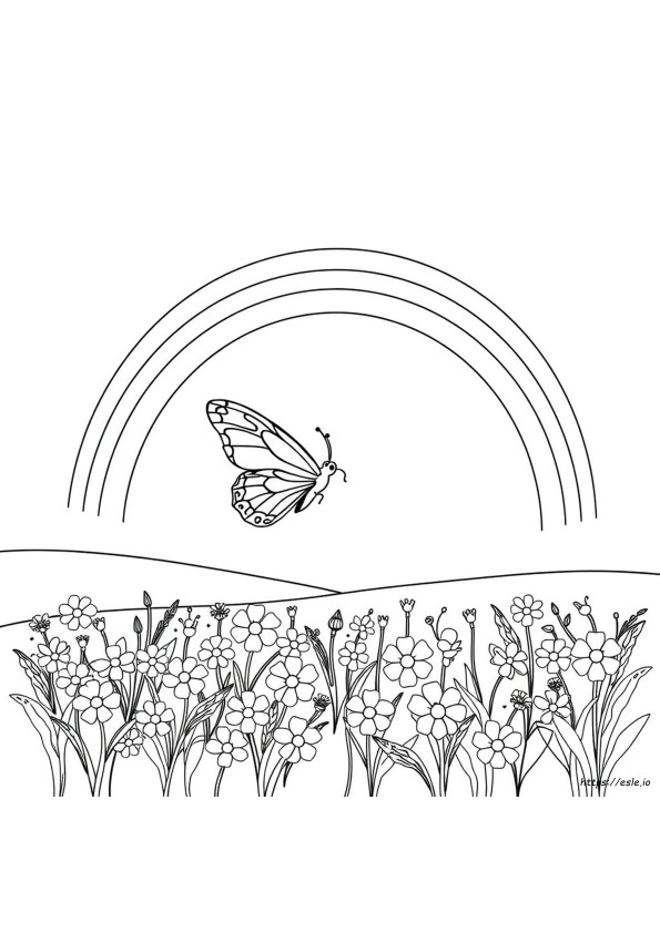 Butterfly And Rainbow Coloring Pages