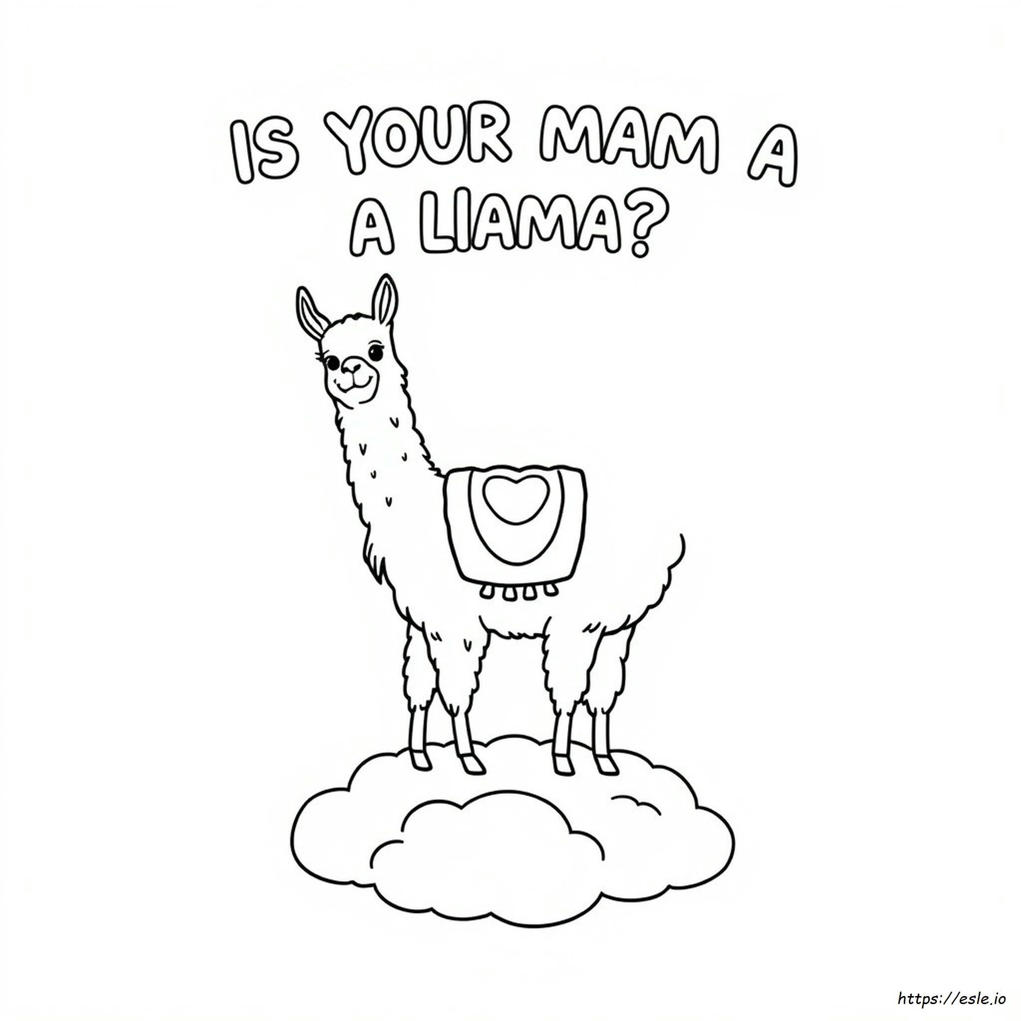 Página Para Colorear ¿Es Tu Mamá Una Llama?