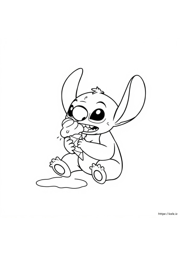Stitch Eating Ice Cream Coloring Page