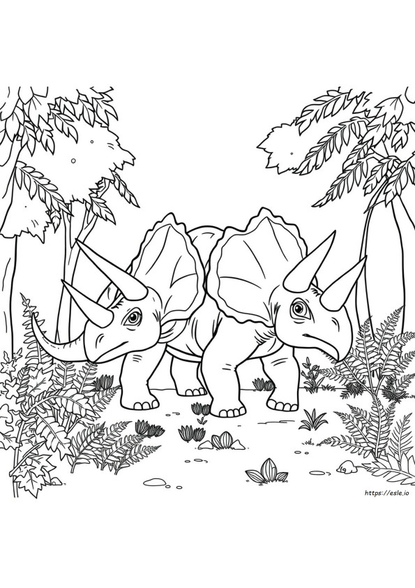 Triceratops Realista Para Colorear
