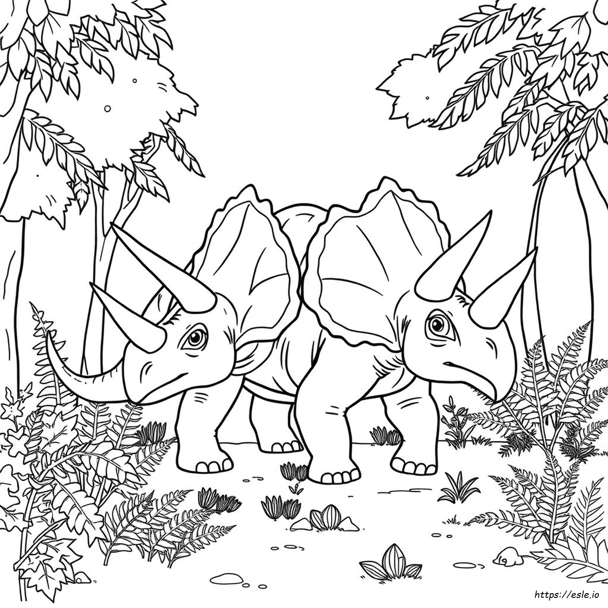 Realistic Triceratops Coloring Page