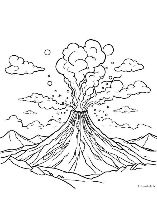 Desen De Colorat Erupție Vulcanică