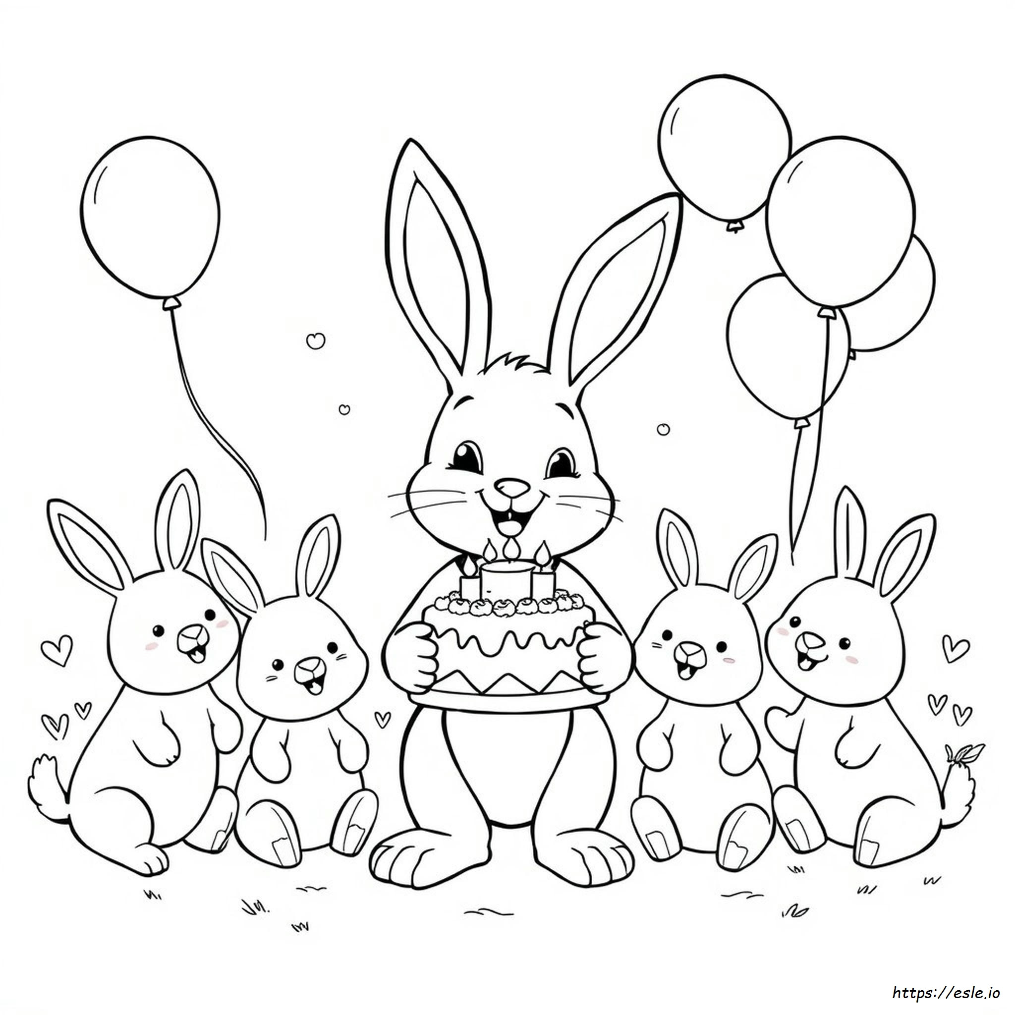 Coelhinho De Aniversário Para Colorir