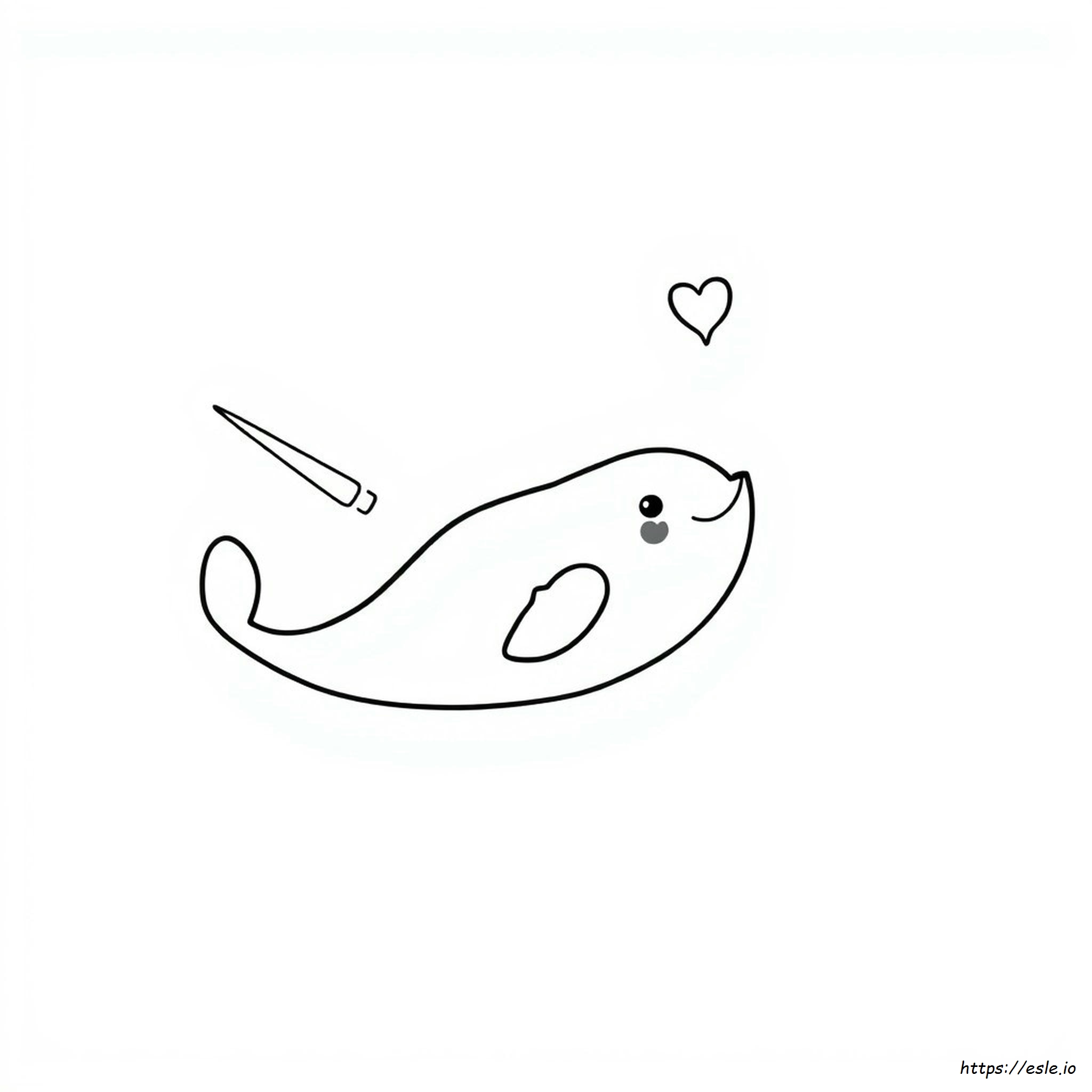 Adorable Cute Narwhal Coloring Pages