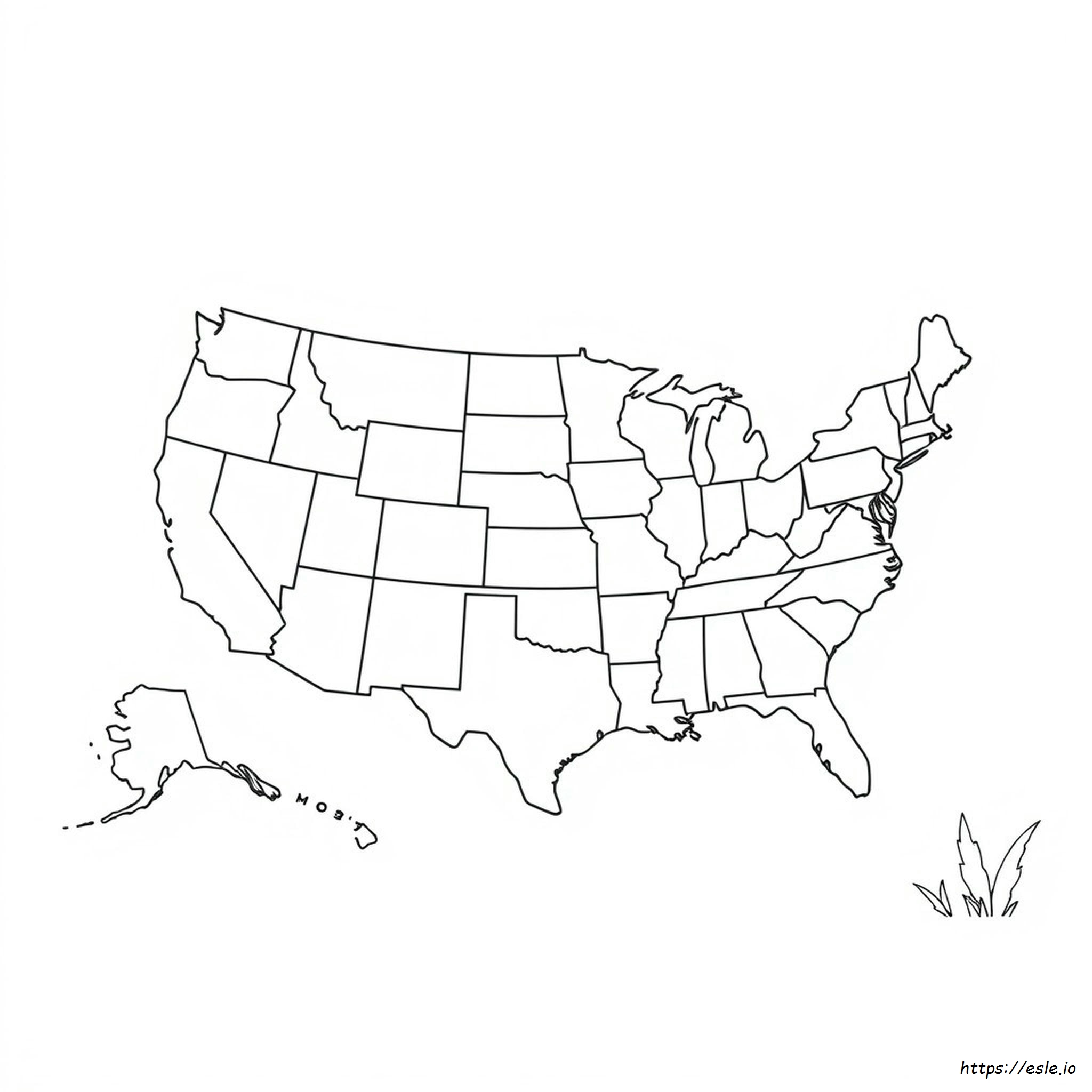 Printable Labeled United States Map Coloring Page