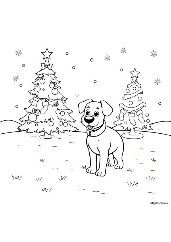 Dog Christmas Colouring