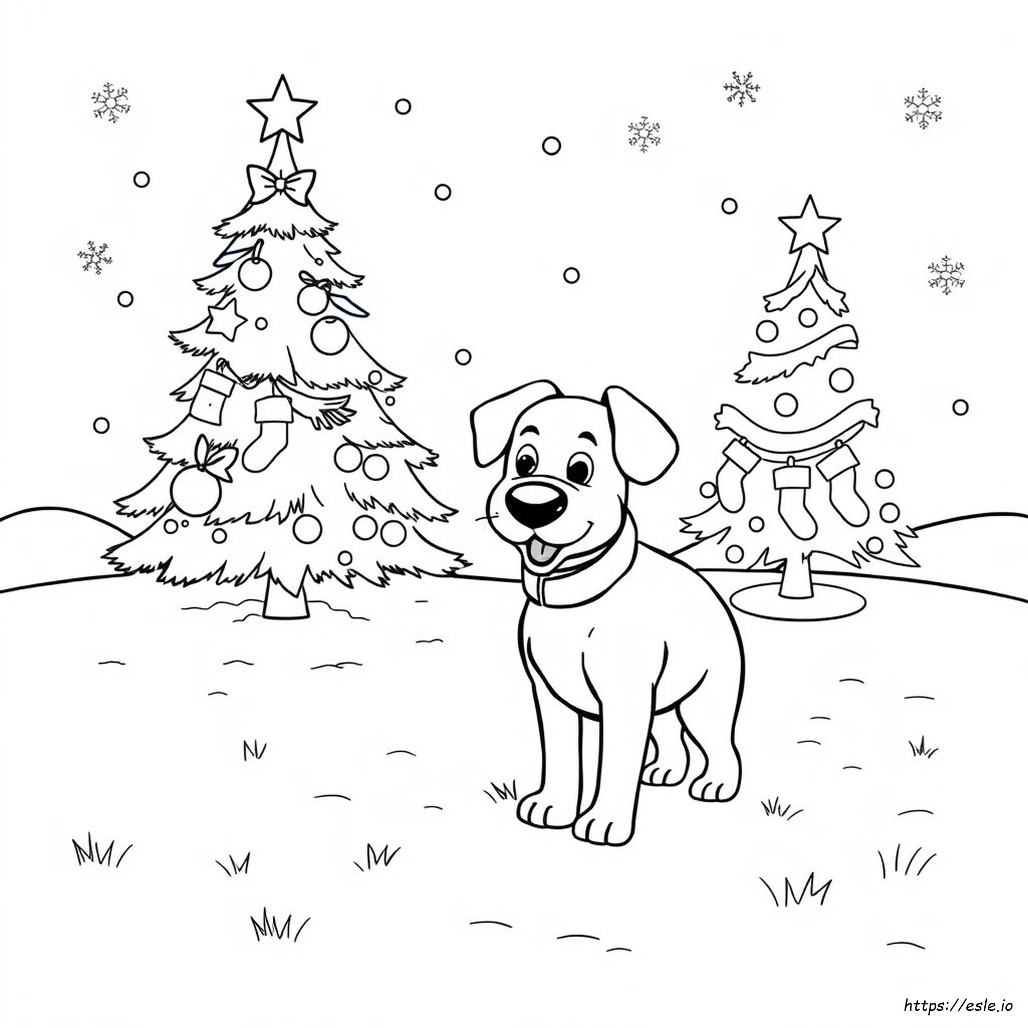 Dog Christmas Colouring
