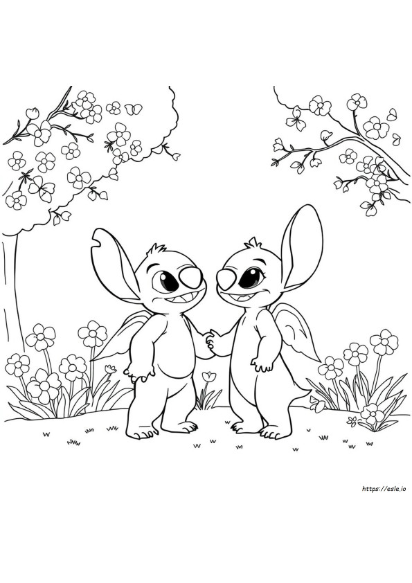 Romance Stitch And Angel Coloring Pages