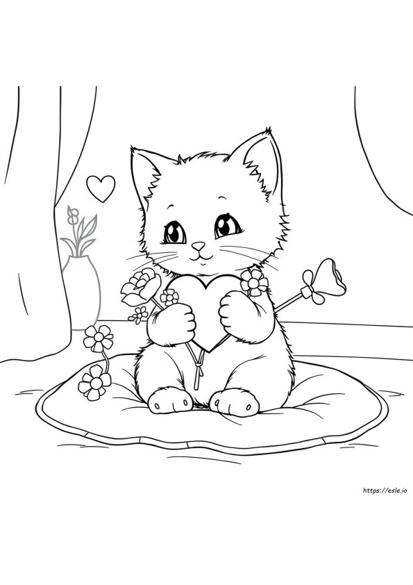Kitten Valentine Coloring Pages