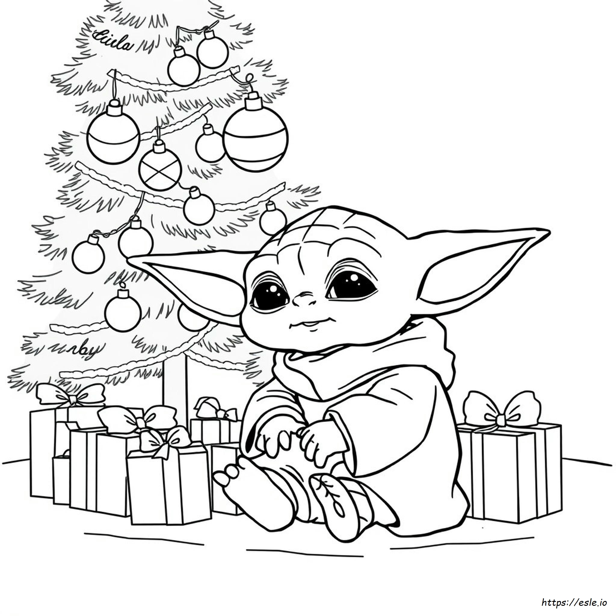 Baby Yoda Christmas Coloring Page