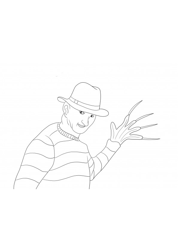 Freddy Krueger printable and to be colored sheet for free