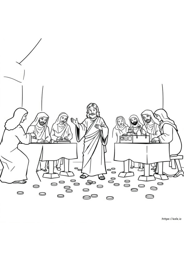 Jesus And The Money Changers Coloring Page