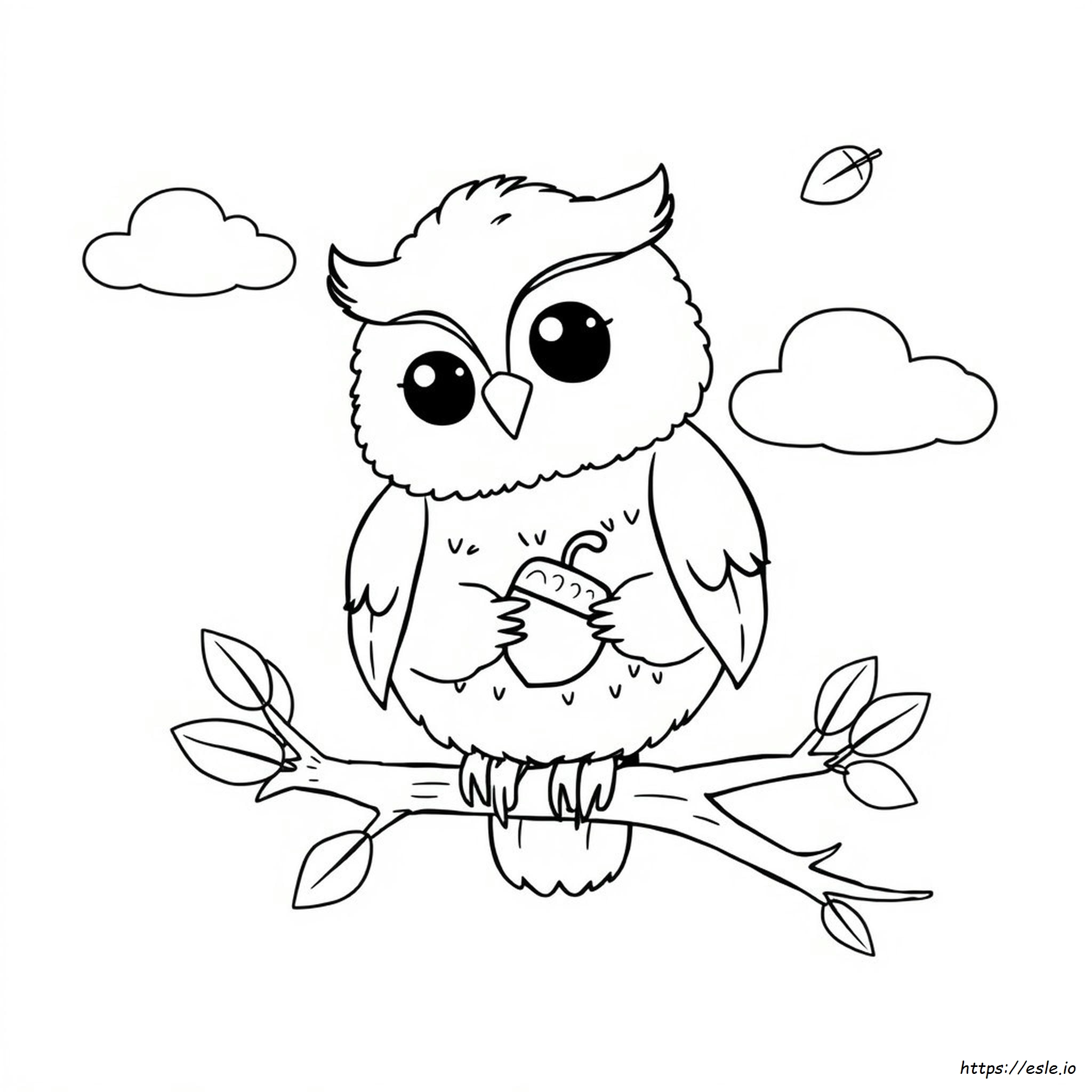 Süße Kawaii Eule Ausmalbilder