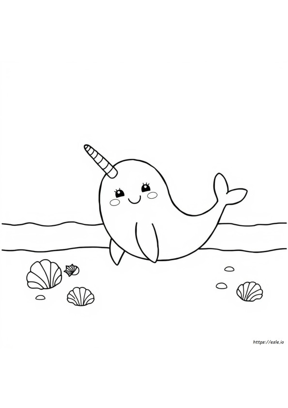 Kawaii Narval Boyama Sayfaları