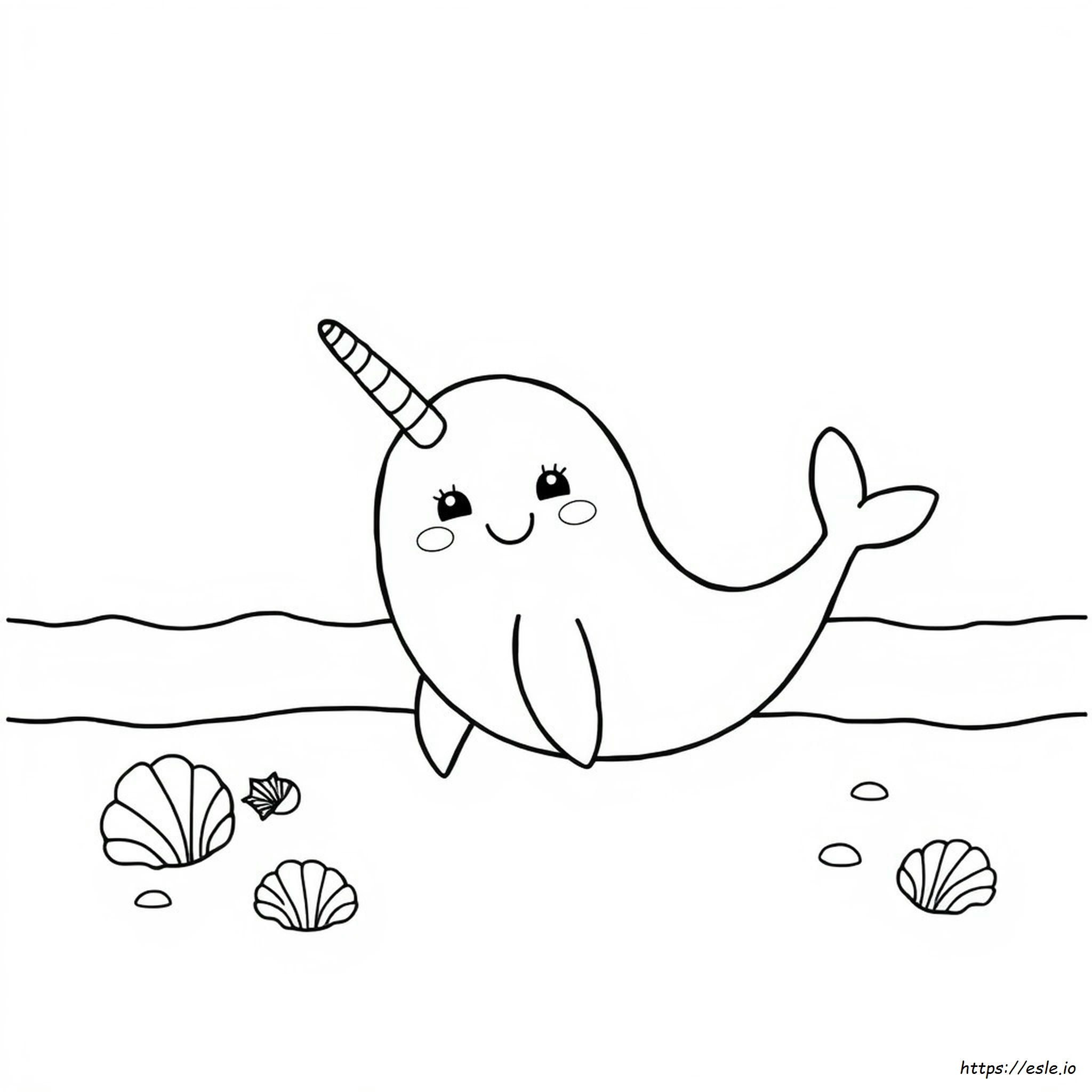 Kawaii Narwhal Coloring Pages