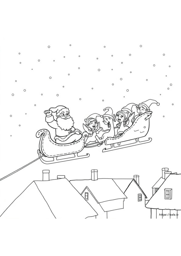 Santa Sleigh Coloring Page Free
